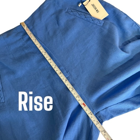 NWT Jason Wu Blue Linen Blend Braided High Waist Wide leg crop Pant Womens 8 - Picture 13 of 14